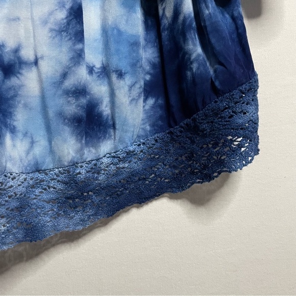 Surf Gypsy Boho Tie-Dye Off-Shoulder Ruffle Kimono Sleeve Tunic Top - Picture 10 of 12